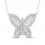 Diamond Butterfly Necklace 1/2 ct tw 10K White Gold 18"