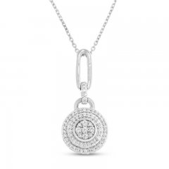 Diamond Necklace 1/4 ct tw Round-cut Sterling Silver 18"