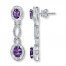 Amethyst Drop Earrings Diamond Accents Sterling Silver