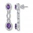 Amethyst Drop Earrings Diamond Accents Sterling Silver