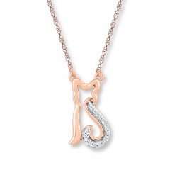 Cat Necklace 1/20 ct tw Diamonds 10K Rose Gold