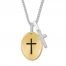 Diamond Cross Necklace 1/15 ct tw Sterling Silver/10K Gold