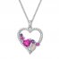 Lab-Created Gemstone Heart Necklace Sterling Silver