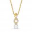 Cultured Pearl & White Lab-Created Sapphire Necklace 10K Yellow Gold 18"