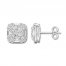 Diamond Earrings 7/8 ct tw Round/Baguette 14K White Gold