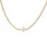 Cross Curb Chain Choker Necklace 14K Yellow Gold 12"-17" Adj.