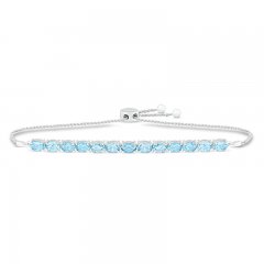 Blue Topaz Bolo Bracelet Sterling Silver