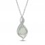 Lab-Created Opal & White Lab-Created Sapphire Necklace Sterling Silver 18"