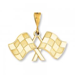 Racing Flags Charm 14K Yellow Gold