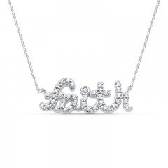 Diamond Faith Necklace 1/8 ct tw 10K White Gold 18"