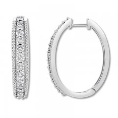 Diamond Hoop Earrings 1/2 ct tw Round-cut Sterling Silver