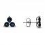 Blue Sapphire Trilogy Earrings 10K White Gold