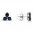 Blue Sapphire Trilogy Earrings 10K White Gold