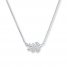 Diamond Leaf Necklace 1/10 ct tw Round-cut 10K White Gold