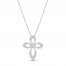 Diamond Cross Necklace 1/10 ct tw 10K White Gold 18"