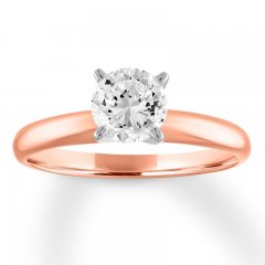 Certified Round Diamond Solitaire Ring 1 Carat 14K Gold