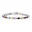 Multi-Gemstone Bracelet Sterling Silver 7"