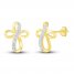 Diamond Cross Earrings 1/8 ct tw 10K Yellow Gold