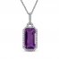 Amethyst & Diamond Necklace 1/8 ct tw 10K White Gold 18"