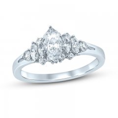 Diamond Engagement Ring 1 ct tw Marquise/Round 14K White Gold