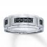 Previously Owned Men's 6mm Wedding Ring 1/4 cttw Black Diamonds 10K White Gold