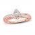 Diamond Engagement Ring 3/8 ct tw Pear/Baguette/Round 14K Rose Gold