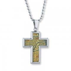 Men's Cross Necklace Stainless Steel 22" Length