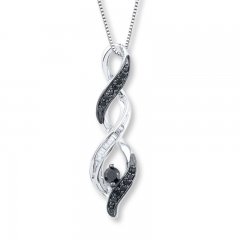 Black/White Diamond Necklace 1/4 ct tw Sterling Silver