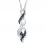 Black/White Diamond Necklace 1/4 ct tw Sterling Silver