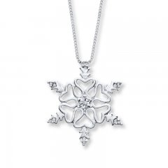 Snowflake Necklace Diamond Accents Sterling Silver