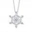 Snowflake Necklace Diamond Accents Sterling Silver