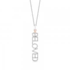 Hallmark Diamonds "Beloved" Necklace 1/5 ct tw Round-Cut Sterling Silver/10K Rose Gold 18"