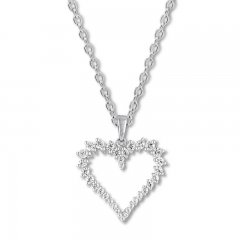 Diamond Heart Necklace 1/2 ct tw Round-cut 10K White Gold