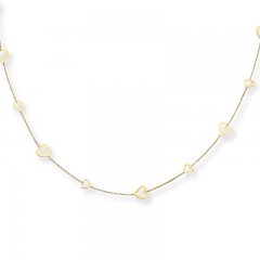 Heart Station Necklace 14K Yellow Gold