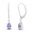 Tanzanite & Diamond Drop Earrings 1/20 ct tw 10K White Gold