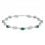 Emerald & Diamond Accent Bracelet Sterling Silver 7.25"