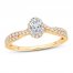 Diamond Engagement Ring 3/4 ct tw Oval/Round 14K Yellow Gold