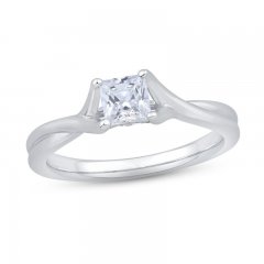 The Kiss Diamond Solitaire GSI Engagement Ring 3/4 ct tw Princess-cut Platinum