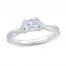 The Kiss Diamond Solitaire GSI Engagement Ring 3/4 ct tw Princess-cut Platinum