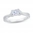 The Kiss Diamond Solitaire GSI Engagement Ring 3/4 ct tw Princess-cut Platinum