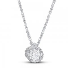 Diamond Necklace 1/3 ct tw Round-cut 14K White Gold 18"