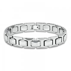 Men's Link Bracelet White Tungsten 8.5" Length