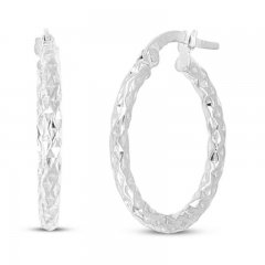 Hoop Earrings 14K White Gold 15mm