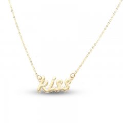 Kiss Necklace 10K Yellow Gold 18"