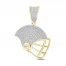 Men's Football Helmet Pendant 1/4 ct tw 10K Yellow Gold