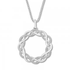 Diamond Circle Necklace 1/4 ct tw Round-cut Sterling Silver