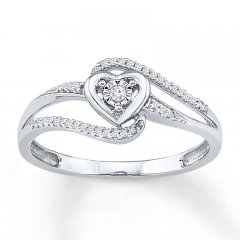 Heart Ring 1/10 ct tw Diamonds 10K White Gold