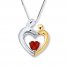 Mother & Child Necklace Garnet Sterling Silver/10K Gold