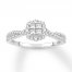 Diamond Engagement Ring 1/2 ct tw Princess/Round 14K White Gold