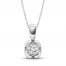 Diamond Solitaire Necklace 1/4 ct tw Round-cut 10K White Gold 18"